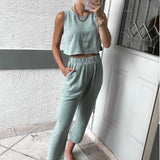 Kukombo 2 Piece Outfits For Women Solid Outfit Casual Trousers Suit Ropa De Mujer 2023 Streetwear Conjunto Femenino Summer Joggers Set