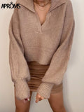 Christmas Gift Aproms Elegant V-neck Batwing Sleeve Knitted Oversized Sweater Women 2021 Winter Long Sleeve Warm Cropped Pullover Female Jumper