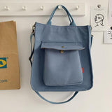Kukombo  Corduroy Shoulder Bag Women Vintage Shopping Bags Zipper Girls Student Bookbag Handbags Casual Tote With Outside Pocket