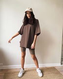 Christmas Gift Hirsionsan Summer Cotton Loose Sets Women 2021 Oversized Two Pieces T Shirts and High Waist Knitted Shorts Outfits Tracksuit