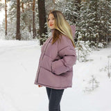 Christmas Gift Autumn Winter 2021 New Womens Coats Blue Jackets Hooded Coat Thick Cotton Parkas Oversized Jacket Female