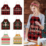 Linen Merry Christmas Apron Christmas Decorations for Home Kitchen Accessories Natal Navidad 2021 New Year Christmas Gifts
