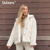 Christmas Gift Winter 2021 Solid Fuzzy Faux Fur Jacket Women Thick Warm Padded Lining Overcoat Sweet Girls Pink Faux Rabbit Fur Coat Outerwear