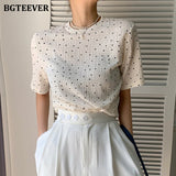 Christmas Gift BGTEEVER Summer Stylish Polka Dots Women T-shirts 2021 Elegant O-neck Short Sleeve Loose Female Pullovers Tees