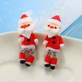 Christmas Gift 2022 Christmas Cartoon Stud Earring 3d Santa Claus Earring Handmade Polymer Soft Clay Ear Stud Earrings Female Jewelry Gift