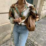 Christmas Gift  New 2021 Y2K Retro Autunm Blouses Shirts Vintage Printed Ink Style Korean Lady Fashionable Stylish Wild Tops BL66049