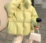 Christmas Gift BGTEEVER Chic Hooded Cotton Padded Women Parkas 2021 Winter Warm Loose Solid Thicken Female Coats Ladies Zippers Outwear