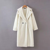 Kukombo Autumn Winter Women Fashion Chic Purple Teddy Coat Female Buttons Pockets Lapel Collar Warm Outerwear Girls Casual Streetwear