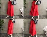 Christmas Gift New 2021 Women Summer Trousers Pantskirt High Elastic Waist Casual Cotton and Linen Wide Leg Ankle-Length Pants P6673