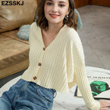 Christmas Gift cashmere croped v-NECK Sweater Cardigans Women Autumn winter Casual  batwing Sleeve Sweater For women Female Chic Jumpers