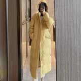 Christmas Gift Winter Women's New Loose Large Size Over The Knee Long Thick Padded Coat Was Thinner Hooded Padded Jacket Woman Parkas