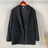 Kukombo Fashion Black Blazer Suits Women Plus Size Tailleur Femme Single Button Oversized Casual Jacket