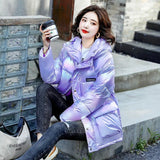 Christmas Gift 2021 New Winter Jacket Women's Parkas Down Cotton Jackets Glossy Female Hooded Cotton Padded Parka Waterproof Coat Plus Size