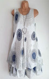 S-5XL Plus Size Summer Dress Floral Print Double Layer Dress Sleeveless Elegant Leisure Beach Dresses Women Thin Oversized Tunic