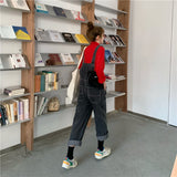 Christmas Gift Women's Denim Jumpsuits Retro Denim Trousers Loose Solid Color Overalls Female Korean Student Style 2021 Woman Street Jeans