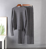 Christmas Gift Hirsionsan Basic Two Piece Knitted Loose Pants and O Neck Sweater Women 2021 Autumn Winter Warm Sets Female Tracksuits Pullovers