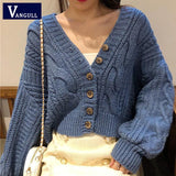Christmas Gift Solid color Knitted Sweater Women 2021 Autumn Female Casual Long Sleeve Single Breasted V neck Cardigan Sweaters Coat
