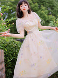 Kukombo Victorian Fairy Mesh Dress High-End Bowknot Flower Embroidery Gentle Romantic Family Party Dress Princess Dress Vestidos Fiesta