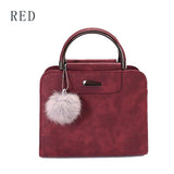 Hairball Tassel Messenger Shoulder Bag For Women PU Leather Handbag Lady Boston Hairball Messenger Crossbody Totes Bag