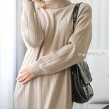 Christmas Gift 2021 Autumn Winter long thick Sweater Dress Women turtleneck long Sleeve straight maix Dress female girl warm long dress