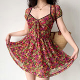 Kukombo Cynthia Floral Mesh Romper Dress