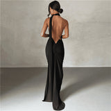 Kukombo Neckline Sophisticated Black Gala Dress