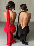 Kukombo Neckline Sophisticated Black Gala Dress