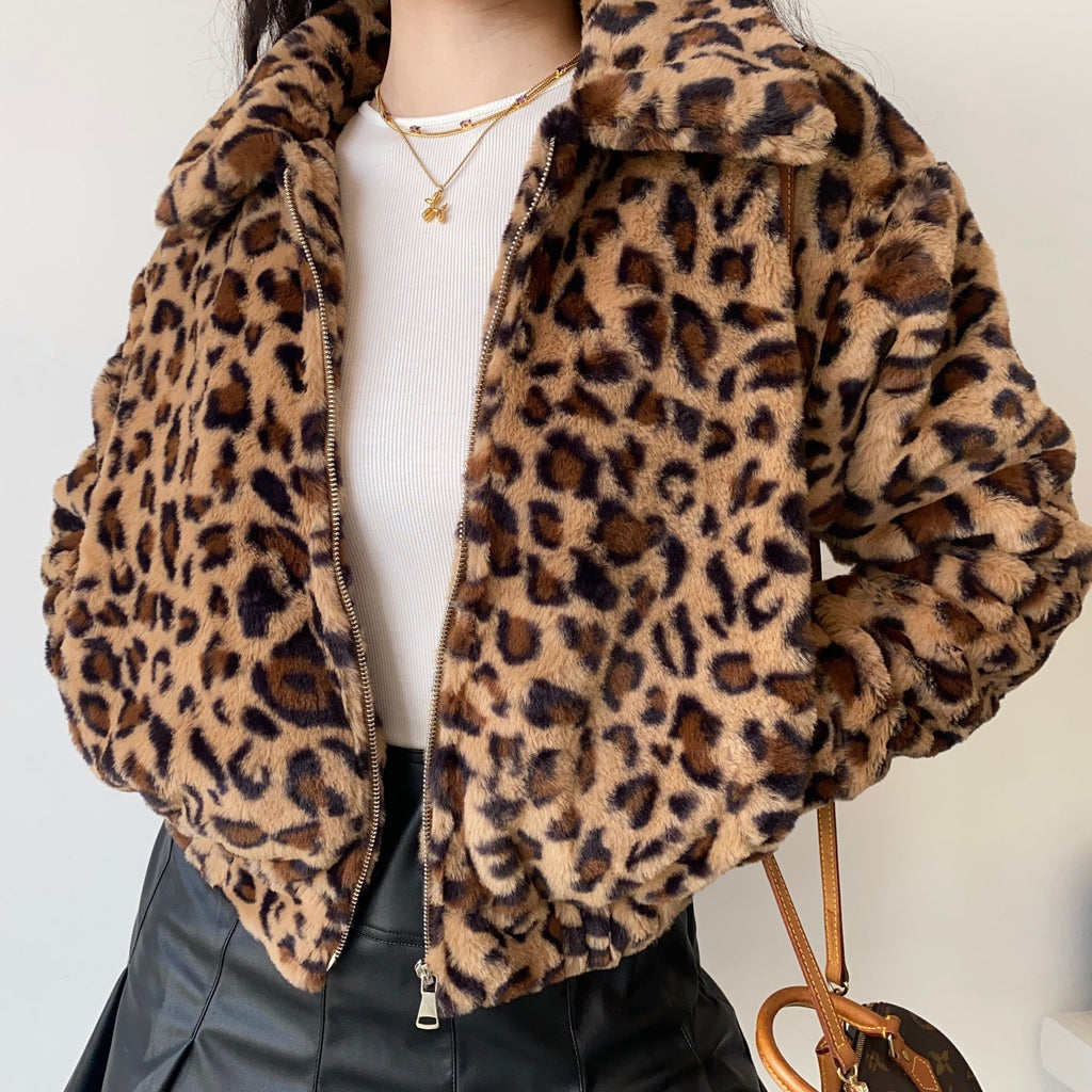 Kukombo Iconic Leopard Furry Jacket