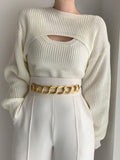 Kukombo Fashion Knitwear Vest & Short Sweater 2 pieces Set