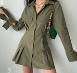 Kukombo Trumpet Sleeve Button Up Dress