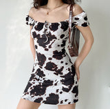Kukombo Cow Print Puff Dress