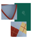 Kukombo Fallon Contrast Argyle Knit Vest