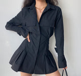 Kukombo Trumpet Sleeve Button Up Dress