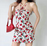 Kukombo Retro Rose Halter Dress