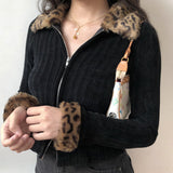 Kukombo Debbie Leopard Double Zipper Jacket