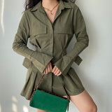 Kukombo Trumpet Sleeve Button Up Dress