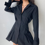 Kukombo Trumpet Sleeve Button Up Dress