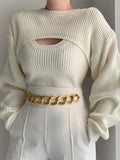 Kukombo Fashion Knitwear Vest & Short Sweater 2 pieces Set