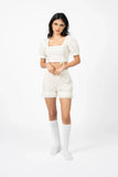Kukombo Summer Women Cotton Camisole With Mini Skirt White Backless Short Tank Top Slim Casual Two Piece Set Short Top