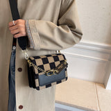 Back To College 2023 Checkerboard Mini Fabric Flap Crossbody Sling Bags For Women Luxury Brand Design Handbag Simple Shoulder Bag Handbags Tiny
