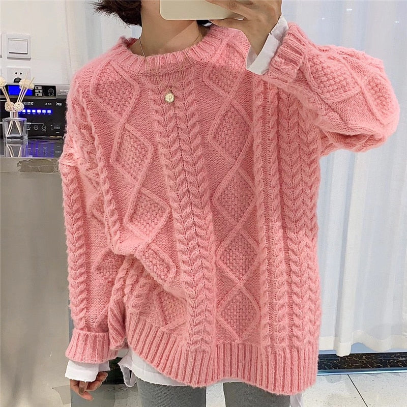 Thanksgiving Gift Winter Womens Sweaters Fall  Women Clothing Knitted Loose Sweater Knitting Wool Oversize Pullover Woman Sweaters Girls Thick