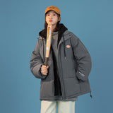 Kukombo Women Parker Winter 2023 New Down Cotton Jacket Women Loose Fake Two Bread Clothing Cotton Jacket Hooded Coat