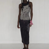 Kukombo Y2k Aesthetic Printed Black Women Dresses Summer 2022 Sexy Sleeveless Long Maxi Dress P33-BG18