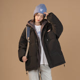 Kukombo Women Parker Winter 2023 New Down Cotton Jacket Women Loose Fake Two Bread Clothing Cotton Jacket Hooded Coat