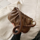 Back To College 2023 Retro PU Leather Small Armpit Shoulder Bags With Pleats For Women Winter Handbag And Purses Folds Crossbody Bag Black Brown