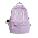 Back to school backpack Casual Nylon Student For Girls Double Zipper Designer Fancy Keychain Charms New Bag For Teenager