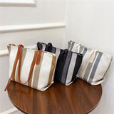 Luxury Design Stripe Linen Tote Women Shoulder Bags for Women Large Capacity Shopper Bag Messenger Bag Handbags bolsos de mujer K40