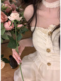 Kukombo Sweet Fairy Corset Mini Dress Women Casual Lace Strapless Dress Even Party Office Lady Elegant One Piece Dress Korea Summer