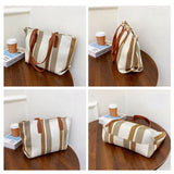 Luxury Design Stripe Linen Tote Women Shoulder Bags for Women Large Capacity Shopper Bag Messenger Bag Handbags bolsos de mujer K40