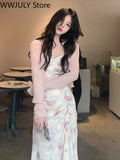 Kukombo Summer Sleeveless French Elegant Midi Dress Woman Floral Korean Style Fashion Dress Casual Party Sexy Strap Woman Ladies